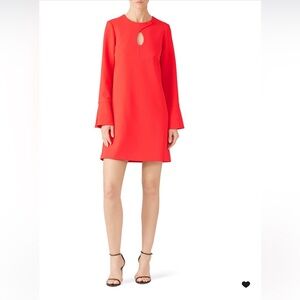 Chic Long Sleeve Keyhole Red Dress